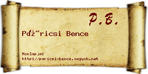 Páricsi Bence névjegykártya